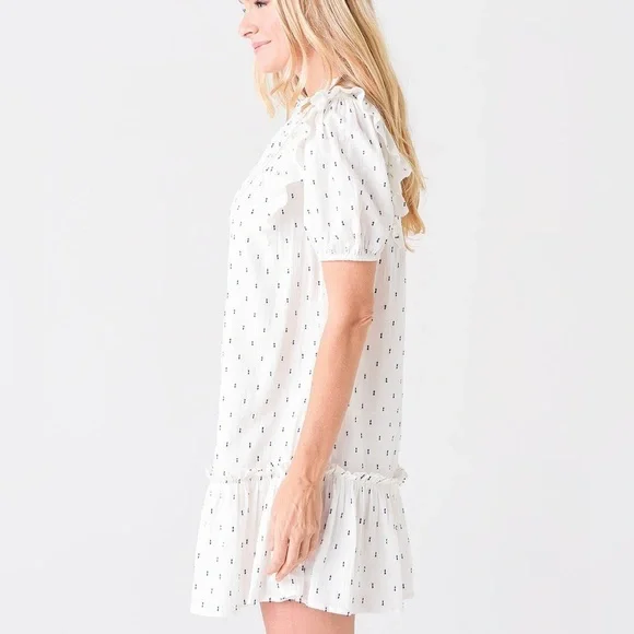 SAYLOR Women's Zella Smocked front Cotton Preppy Minimalist Short Dress XS - Picture 3 of 12